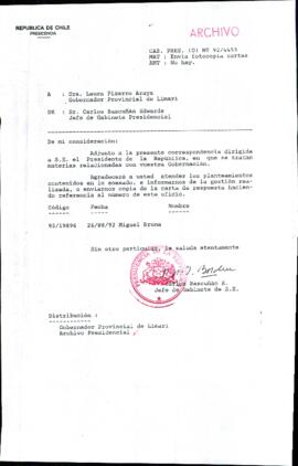 [Oficio Ord. N° 4453 de Jefe de Gabinete Presidencial, remite copia de carta[