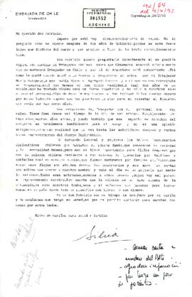 [Carta solicitando cambiar al embajador chileno en Dinamarca]