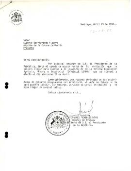 Carta del Edecan Naval del Presidente al Alcalde de la Comuna de Ovalle