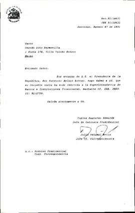 [Carta del Jefe de Gabinete Presidencial referente a solicitud remitida a la Superintendencia de Bancos e Instituciones Financieras]