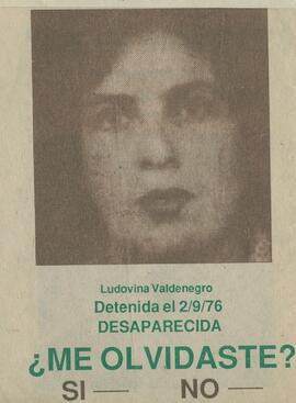 Ludovina Valdenegro detenida el 2/9/76 ¿Me olvidaste'