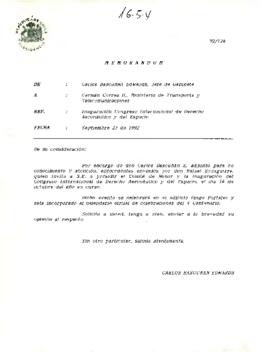 Memorándum [De Carlos Bascuñán Edwards, Jefe de Gabinete a Germán Correa D., Ministerio de Transporte y Telecomunicaciones]