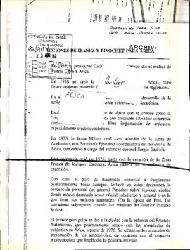 Acciones de Ibañez y Pinochet para Arica]