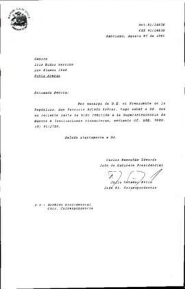 [Carta de respuesta del Jefe de Gabinete Presidencial referente a solicitud remitida a la Superintendencia de Bancos e Instituciones Financieras]