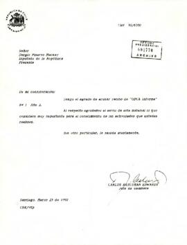 [Carta del Jefe de Gabinete Presidencial al Diputado Sergio Pizarro]