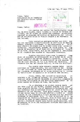 [Carta del Comité de Defensa del Litoral Muelle Vergara dirigida al Presidente Patricio Aylwin]
