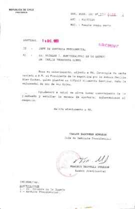 [Oficio Gab. Pres. Ord. N° 6400 de Jefe de Gabinete Presidencial, remite copia de carta que se indica]