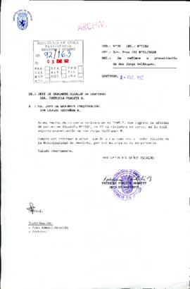 [Carta de la Jefa de Gabinete del Alcalde de Santiago dirigida al Jefe de Gabinete Presidencial, referente a presentación de particular]