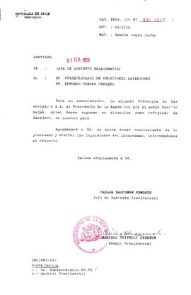 [Oficio  Gab. Pres. Ord. N° 0517  de Jefe de Gabinete Presidencial, remite copia de carta que se indica]