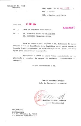 [Oficio Ord. N° 126 de Jefe de Gabinete Presidencial, remite copia de carta]