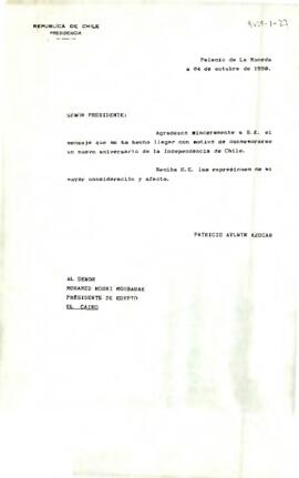 [Carta de S.E El Presidente de la República a Presidente de Egypto]