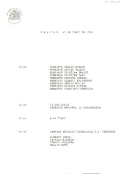 Martes 23 de junio de 1992 [agenda presidencial]