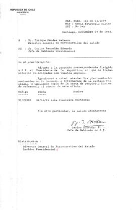 [Oficio Gab. Pres. N° 5689 de Jefe de Gabinete Presidencial, remite copia de carta que se indica]