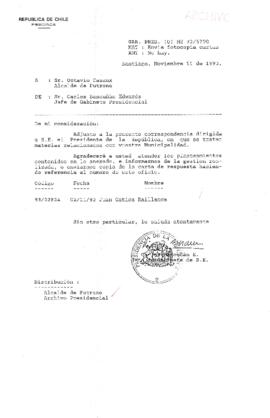 [Oficio Gab. Pres. N° 5790 de Jefe de Gabinete Presidencial, remite copia de carta que se indica]