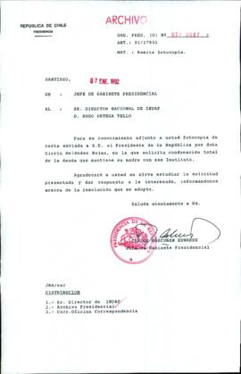 [Carta de Jefe de Gabinete de la Presidencia a Director Nacional de INDAP]