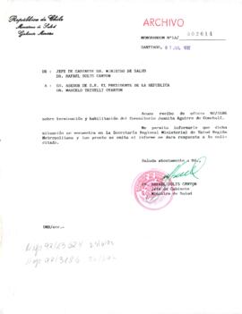 [Memorandum N° 1A/2614 de Jefe de Gabinete de Ministro de Salud, acusa recibo de oficio e informa]