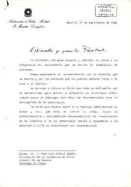 [Carta del Embajador de Italia en España]