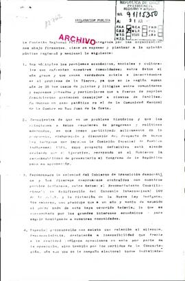 [Envío de declaración pública de  Comisión Regional Huilliche "Butahuillamapu"]