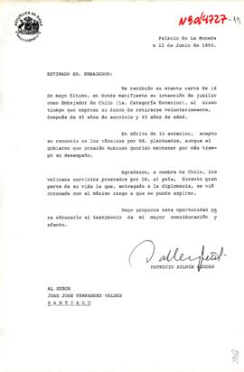 [Respuesta del Presidente Patricio Aylwin a Embajador Juan José Fernández]