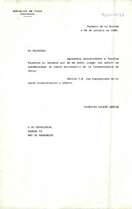 [Carta de S.E El Presidente de la República a Rey de Marruecos]