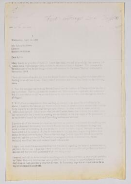 Fax dirigido a Sylvia Soublette de parte del sr. Jack Edwards