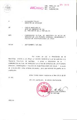 [Subvención de la Corporación Mutual de Impedidos en Actos de Servicio de las Fuerzas Armadas, Carabineros y Policía de Investigaciones de Chile]