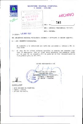 [Oficio de la Secretaria Ministerial de Vivienda y Urbanismo de Coquimbo dirigida al Jefe de Gabinete Presidencial]