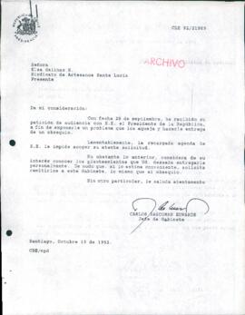 [Carta de respuesta del Jefe de Gabinete Presidencial ante solicitud del Sindicato de Artesanos Santa Lucía]