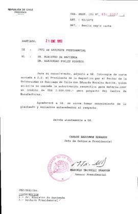[Oficio Ord. N° 307 de Jefe de Gabinete Presidencial, remite copia de carta que se indica]