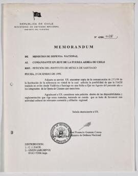 Memorándum N°4380/428 Del Ministro de Defensa Nacional dirigido al Cmte. en Jefe de la Fuerza Aérea de Chile