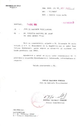[Oficio Gab. Pres. Ord. N° 6401 de Jefe de Gabinete Presidencial, remite copia de carta que se indica]