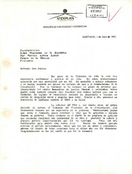 [Carta de Alvaro García dirigida a S.E Presidente Patricio Aylwin]