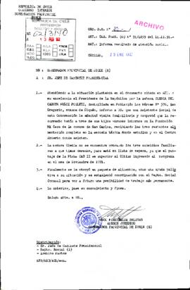 [Carta del Gobernador Provincial de Ñuble dirigida al Jefe de Gabinete Presidencial, referente a resultado de atención social]