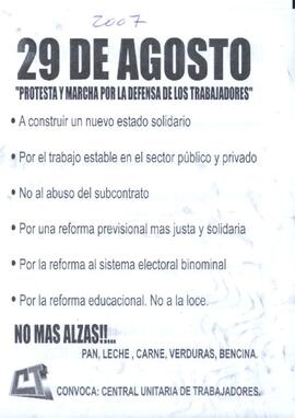 29 de Agosto "Protesta y marcha por la defensa de los trabajadores"