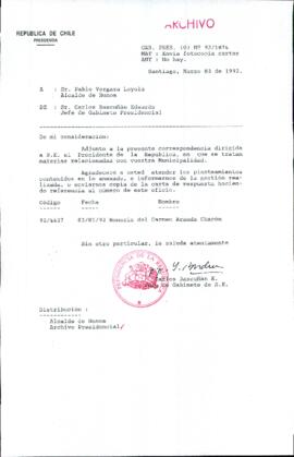 [Carta del Jefe de Gabinete de la Presidencia a Alcalde de Ñuñoa]