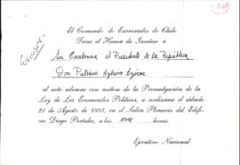 [Invitación del Comando de Exonerados Políticos de Chile a acto solemne para asistir al Acto de P...