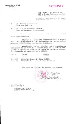 [Oficio Gab. Pres. Ord. N° 6145 de Jefe de Gabinete Presidencial, remite copia de carta que se indica]