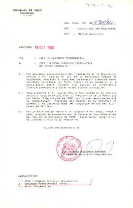 [Carta de Jefe de Gabinete a Sr. Pedro Correa en relación a adhesión parlamentaria a declaración sobre turismo]