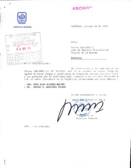 [Carta del Gerente de Recursos Humanos del Banco del Estado de Chile dirigida al Jefe de Gabinete Presidencial]