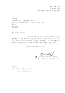 [Carta de respuesta del Jefe de Gabinete Presidencia]