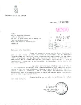 [Carta de Prorrector de la Universidad de Chile]