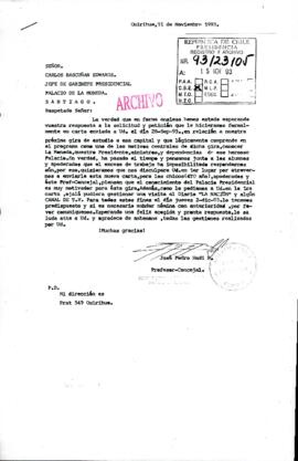 [Carta de Concejal de la Municipalidad de Quirihue dirigida al Gabinete Presidencial, mediante la cual solicita visita al Palacio de La Moneda]