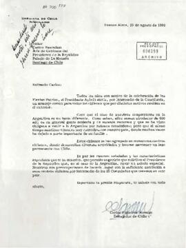 [Carta del Embajador de Chile en Argentina dirigida a Jefe de Gabinete]