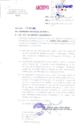 [Oficio del Gobernador Provincial de Ñuble dirigido al Jefe de Gabinete Presidencial, referente a solicitud de patente de particular]