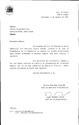 [Carta de respuesta enviada a la Sra. Felisa Hernández sobre solicitud de préstamo]