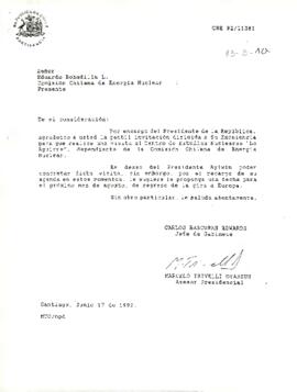 [Carta: agradecimiento y rechazo a Comisión Chilena de Energía Nuclear ]