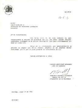 [Carta de respuesta a petición de audiencia de Encargado de la Oficina Comercial de Chile para Centroamérica]