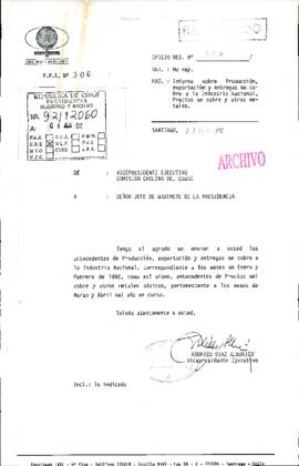 [Oficio del Vicepresidente Ejecutivo de la Comisión Chilena del Cobre referente a información  so...