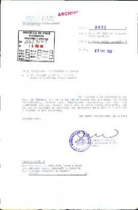 [Carta del Gobernador Provincial del Gobernador de Talca dirigida al Jefe de Gabinete Presidencial, referente a informe de gestión]