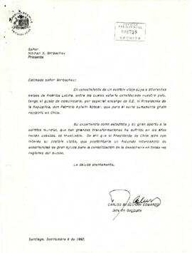 [Invitación a Mikhail Gorbachev a visitar Chile]